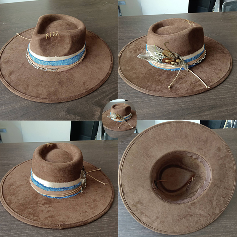 Mens Fashion Bucket Hat - Coffee wide-brimmed jazz hat for men