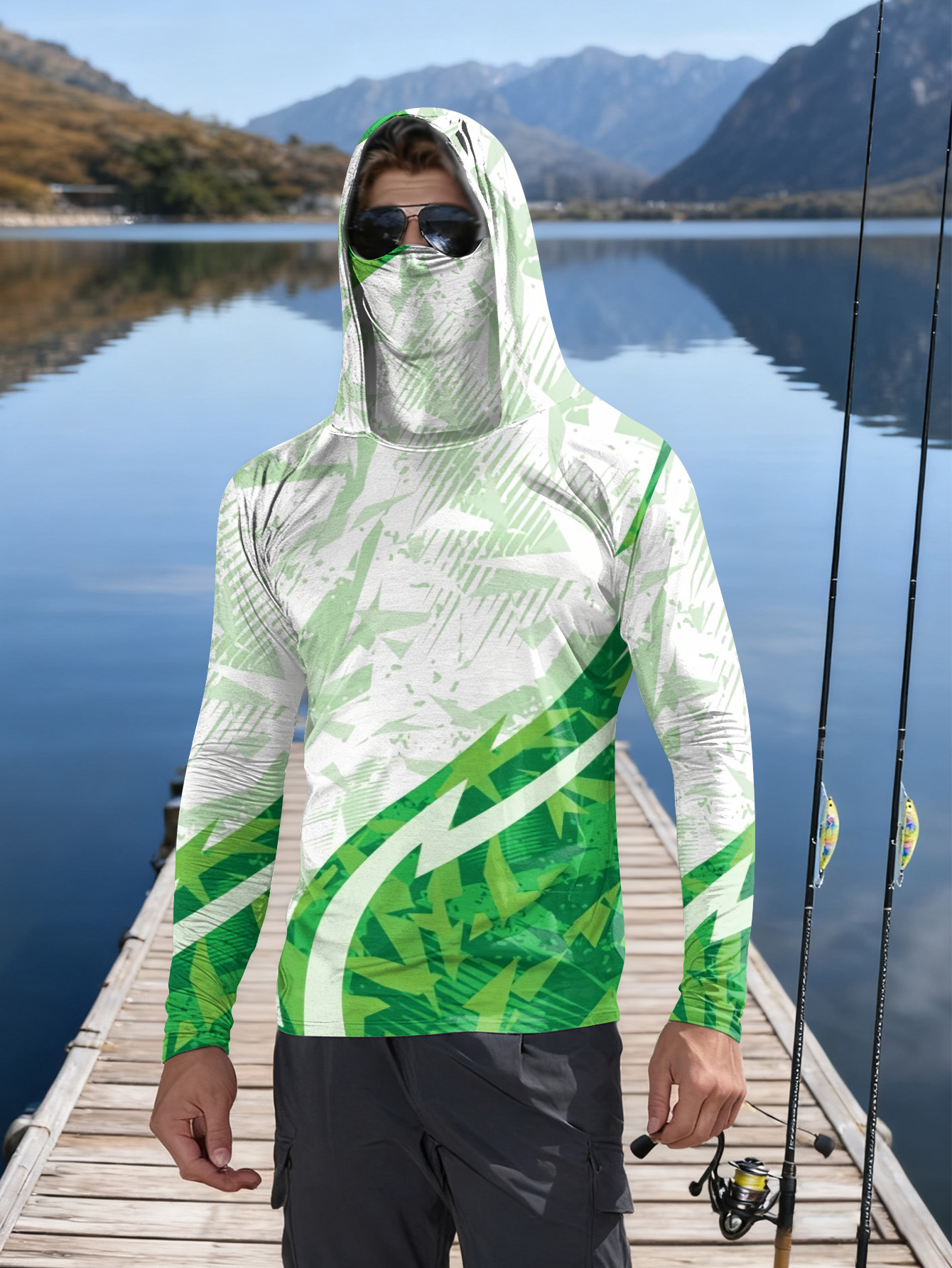 Military Shirt Men - Men's Fishing Hooded Long-Sleeved Camouflage Sunscreen