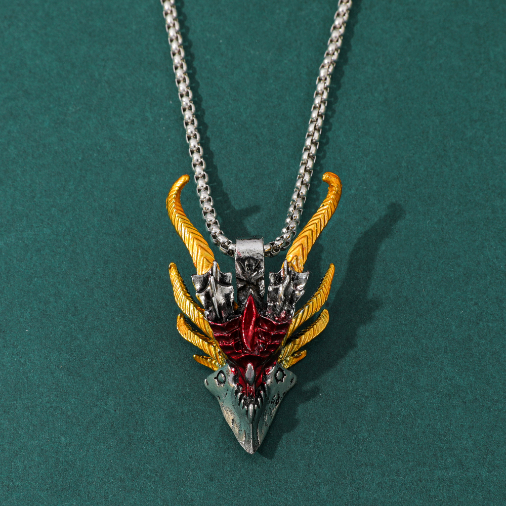 Men'S Fashion Necklaces - Retro Hip-Hop Evil Dragon Head Pendant