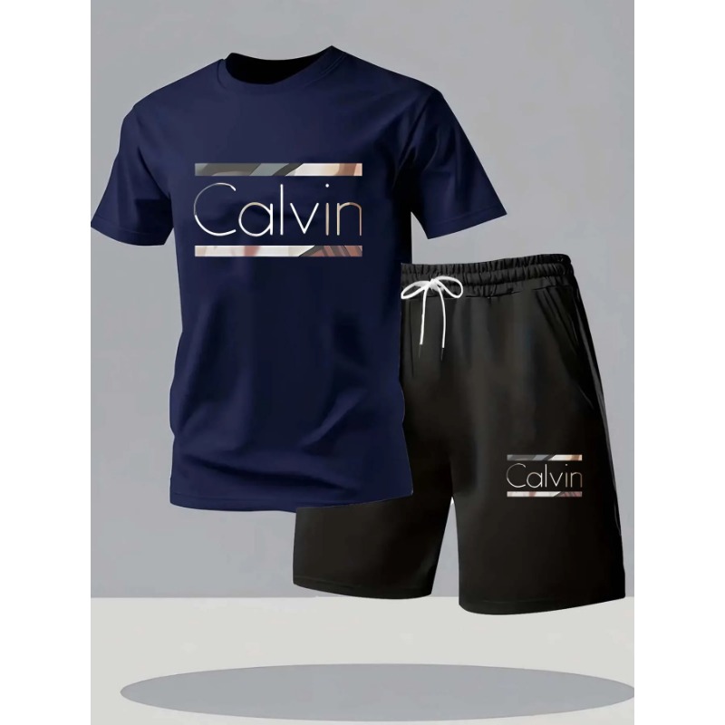 Men'S Fashion Trousers - Summer round Neck Short Sleeve Top
