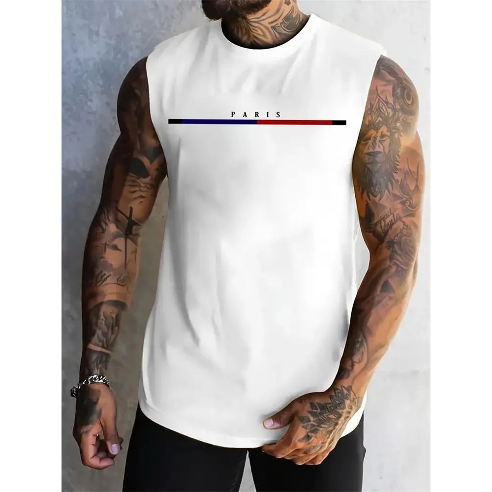 Paris Fashion Men - Paris Series Theme Men's Sleeveless Round