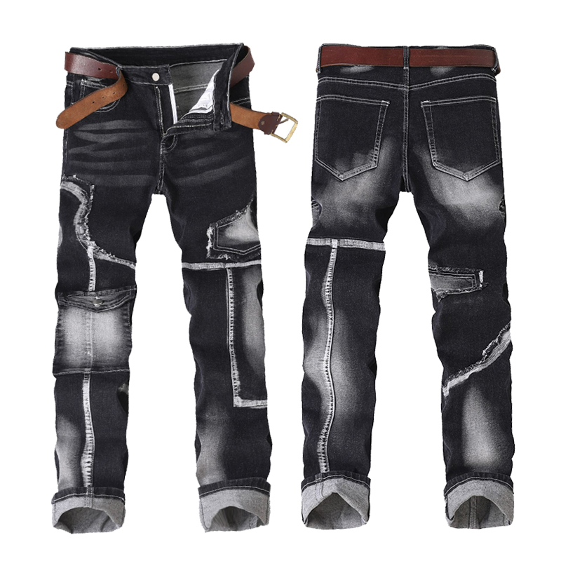 Men'S Fashion Nova Jeans - Men's Hole Slim Fit Straight Biker