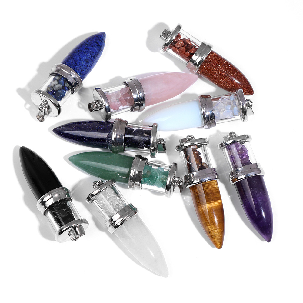 Men'S Fashion Necklaces - 1pc Bullet shape Stone Pendant for