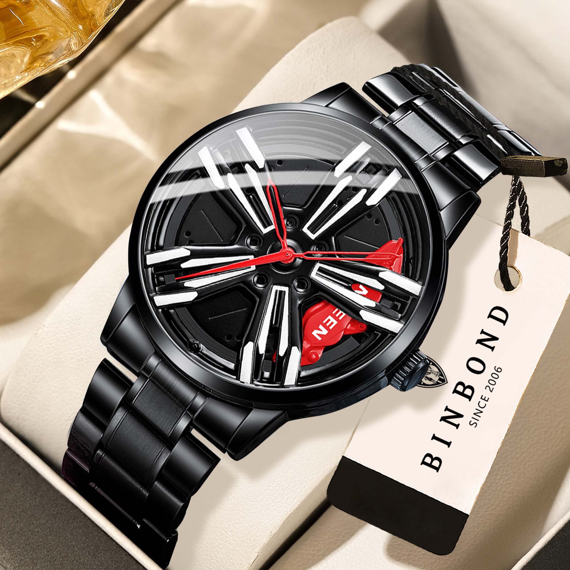 Men'S Fashion Hub - BINBOND wheel hub men's watch precise