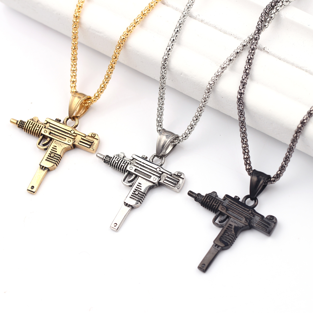 Punk Uzi Pistol Machine Gun Ne – обзор и цена Men'S Fashion Necklaces