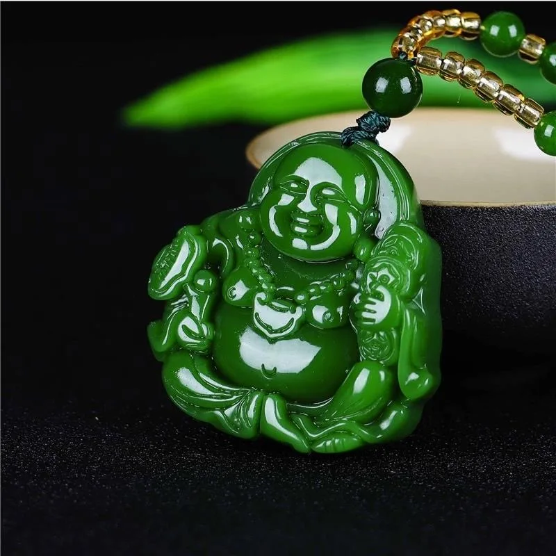 Chinese Green Jade Maitreya Bu – обзор и цена Men'S Fashion Necklaces