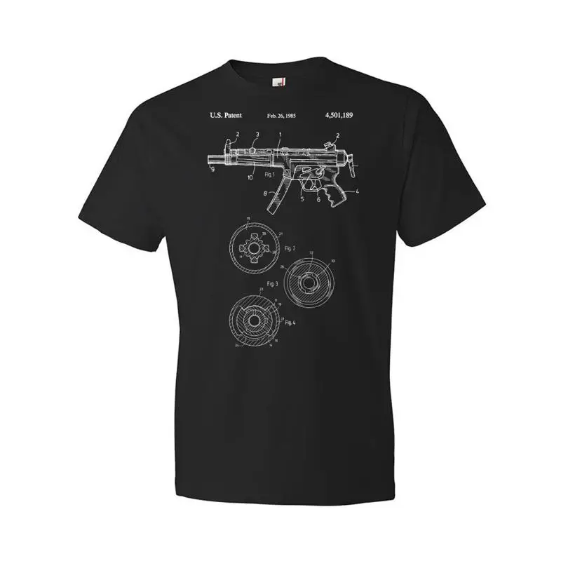 MP5 Submachine Gun PatenT T Sh – обзор и цена Military Shirt Men