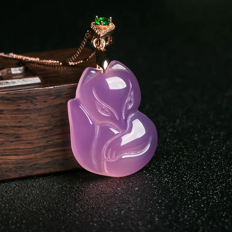 Natural Purple Agate Fox Penda – обзор и цена Men'S Fashion Necklaces