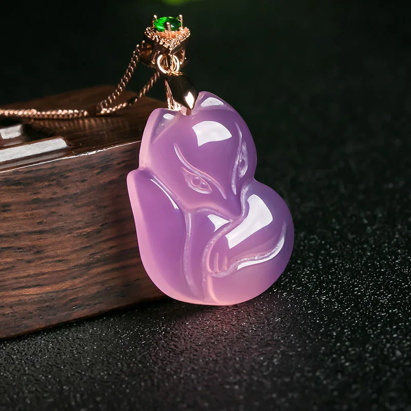 Natural Purple Agate Fox Penda – обзор и цена Men'S Fashion Necklaces