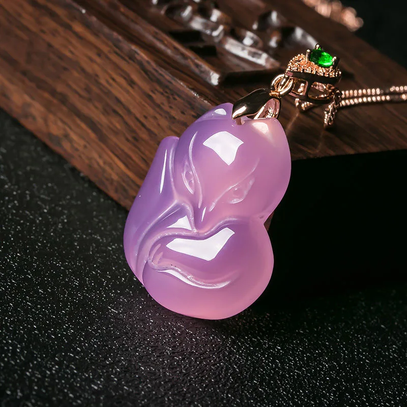 Natural Purple Agate Fox Penda – обзор и цена Men'S Fashion Necklaces
