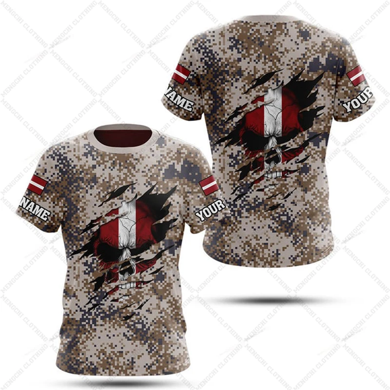 Custom Name Latvia Camouflage  – обзор и цена Military Shirt Men
