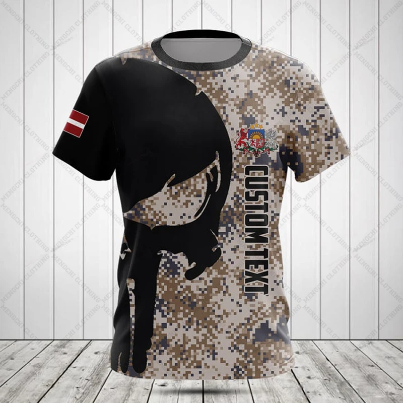 Custom Name Latvia Camouflage  – обзор и цена Military Shirt Men