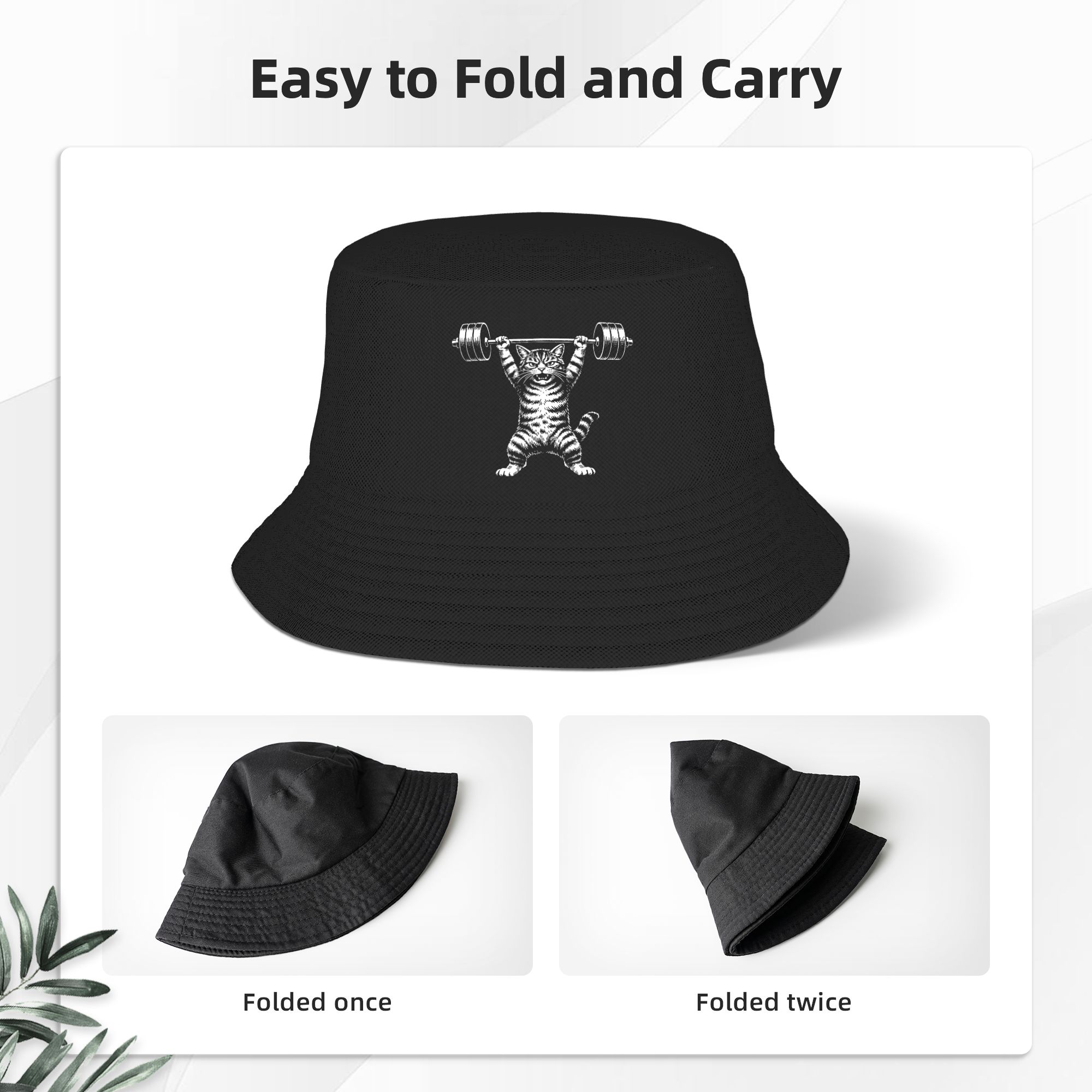 Weight Lifting Cat Bucket Hat  – обзор и цена Mens Fashion Bucket Hat